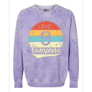 Level 9 Complete Retro 9th Wedding Anniversary Colorblast Crewneck Sweatshirt