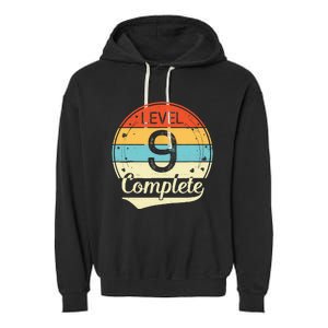 Level 9 Complete Retro 9th Wedding Anniversary Garment-Dyed Fleece Hoodie