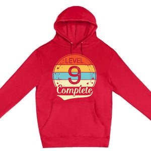 Level 9 Complete Retro 9th Wedding Anniversary Premium Pullover Hoodie