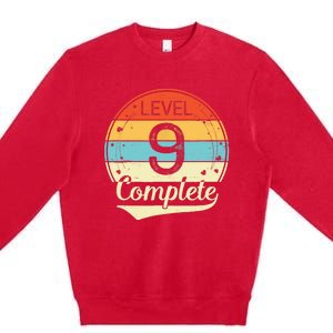 Level 9 Complete Retro 9th Wedding Anniversary Premium Crewneck Sweatshirt