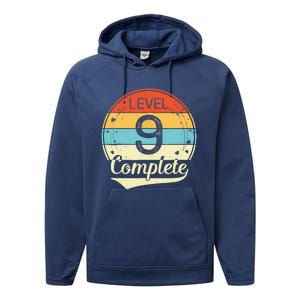 Level 9 Complete Retro 9th Wedding Anniversary Performance Fleece Hoodie