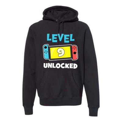 Level 9 unlocked Gamer 9th Birthday Gift Video Game lovers Premium Hoodie