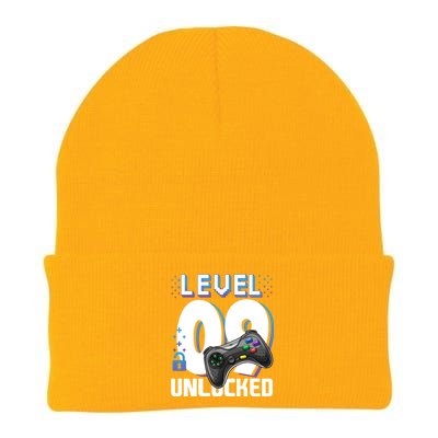 Level 9 Unlocked Funny Video Gamer 9th Birthday Gift For Gamers Knit Cap Winter Beanie