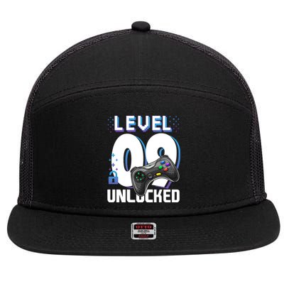 Level 9 Unlocked Funny Video Gamer 9th Birthday Gift For Gamers 7 Panel Mesh Trucker Snapback Hat