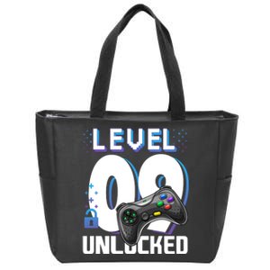 Level 9 Unlocked Funny Video Gamer 9th Birthday Gift For Gamers Zip Tote Bag