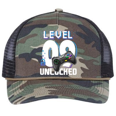 Level 9 Unlocked Funny Video Gamer 9th Birthday Gift For Gamers Retro Rope Trucker Hat Cap