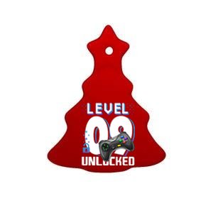 Level 9 Unlocked Funny Video Gamer 9th Birthday Gift For Gamers Ceramic Tree Ornament