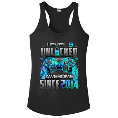 Level 9 Unlocked Awesome Since 2014 9th Birthday Gaming Ladies PosiCharge Competitor Racerback Tank