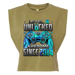 Level 9 Unlocked Awesome Since 2014 9th Birthday Gaming Garment-Dyed Women's Muscle Tee