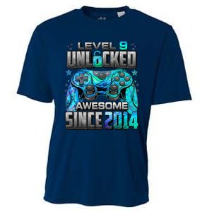 Level 9 Unlocked Awesome Since 2014 9th Birthday Gaming Cooling Performance Crew T-Shirt