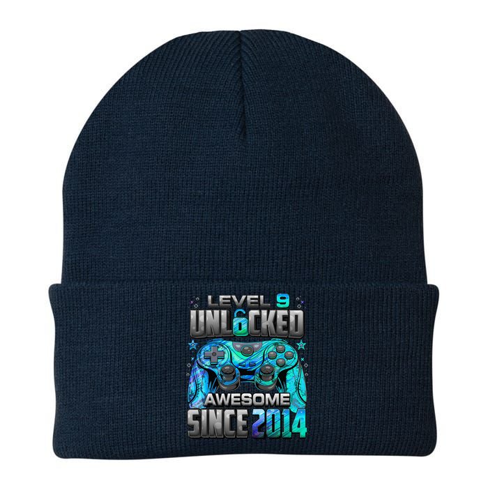 Level 9 Unlocked Awesome Since 2014 9th Birthday Gaming Knit Cap Winter Beanie