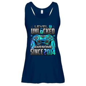 Level 9 Unlocked Awesome Since 2014 9th Birthday Gaming Ladies Essential Flowy Tank