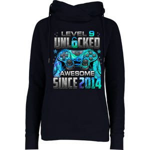 Level 9 Unlocked Awesome Since 2014 9th Birthday Gaming Womens Funnel Neck Pullover Hood