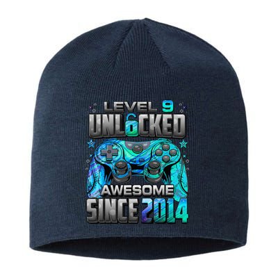 Level 9 Unlocked Awesome Since 2014 9th Birthday Gaming Sustainable Beanie