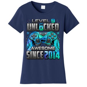 Level 9 Unlocked Awesome Since 2014 9th Birthday Gaming Women's T-Shirt