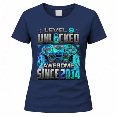 Level 9 Unlocked Awesome Since 2014 9th Birthday Gaming Women's T-Shirt