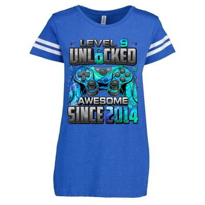 Level 9 Unlocked Awesome Since 2014 9th Birthday Gaming Enza Ladies Jersey Football T-Shirt