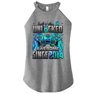 Level 9 Unlocked Awesome Since 2014 9th Birthday Gaming Women's Perfect Tri Rocker Tank