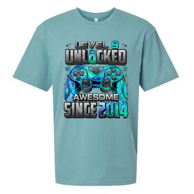 Level 9 Unlocked Awesome Since 2014 9th Birthday Gaming Sueded Cloud Jersey T-Shirt