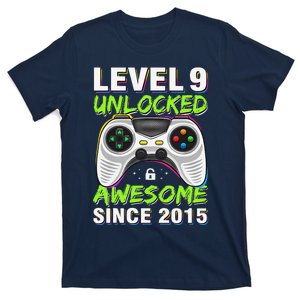 Level 9 Unlocked Awesome Since 2015 9th Birthday Gaming Boy T-Shirt