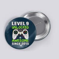 Level 9 Unlocked Awesome Since 2015 9th Birthday Gaming Boy Button