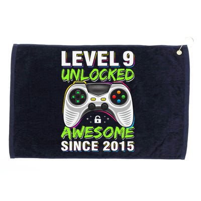 Level 9 Unlocked Awesome Since 2015 9th Birthday Gaming Boy Grommeted Golf Towel