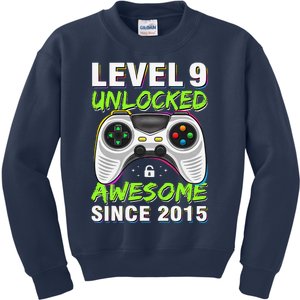 Level 9 Unlocked Awesome Since 2015 9th Birthday Gaming Boy Kids Sweatshirt