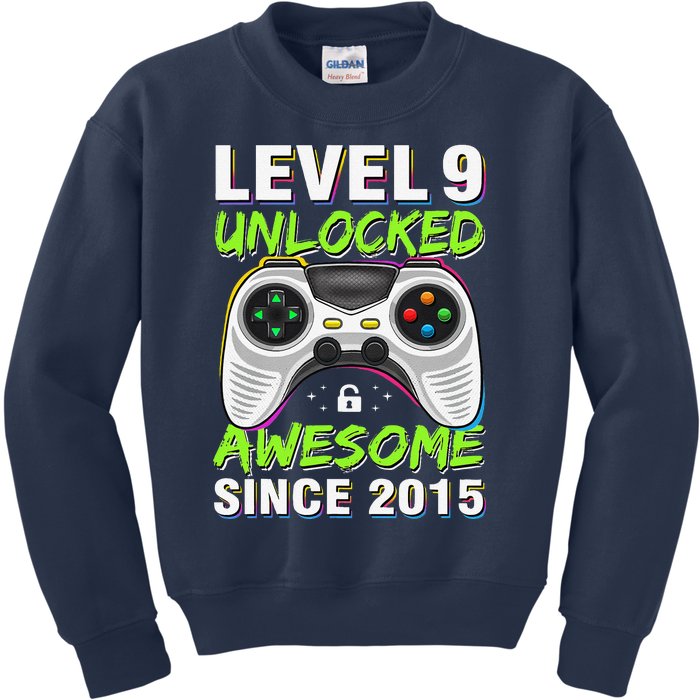 Level 9 Unlocked Awesome Since 2015 9th Birthday Gaming Boy Kids Sweatshirt