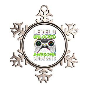 Level 9 Unlocked Awesome Since 2015 9th Birthday Gaming Boy Metallic Star Ornament