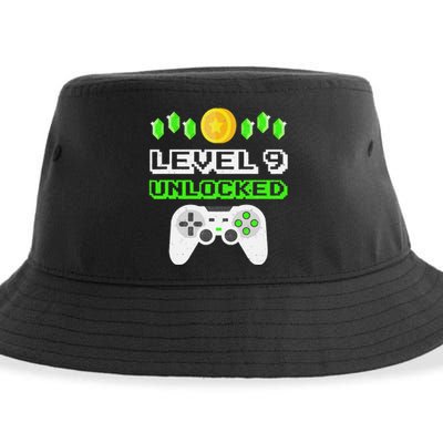 Level 9 Unlocked Funny 9 Year Old Gamer Birthday Sustainable Bucket Hat