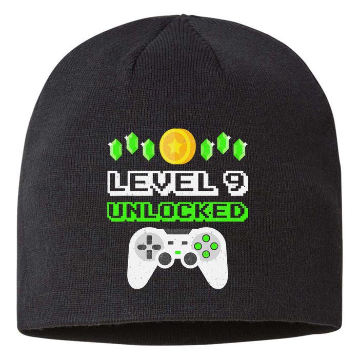 Level 9 Unlocked Funny 9 Year Old Gamer Birthday Sustainable Beanie