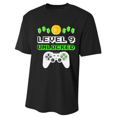 Level 9 Unlocked Funny 9 Year Old Gamer Birthday Performance Sprint T-Shirt