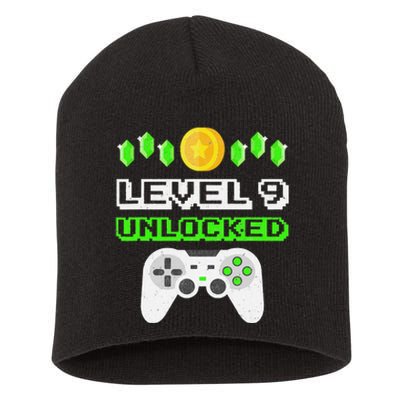 Level 9 Unlocked Funny 9 Year Old Gamer Birthday Short Acrylic Beanie