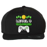 Level 9 Unlocked Funny 9 Year Old Gamer Birthday Wool Snapback Cap