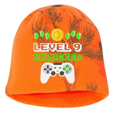 Level 9 Unlocked Funny 9 Year Old Gamer Birthday Kati - Camo Knit Beanie