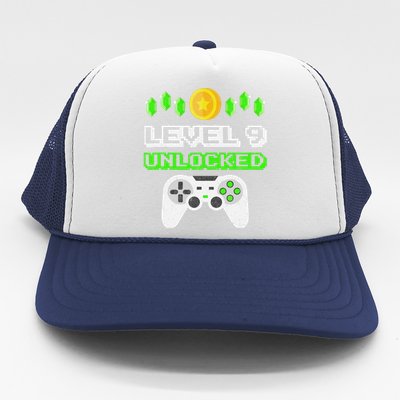 Level 9 Unlocked Funny 9 Year Old Gamer Birthday Trucker Hat