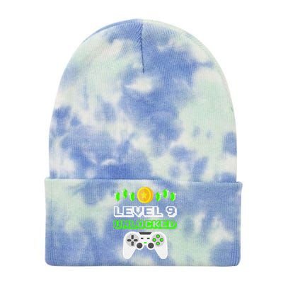 Level 9 Unlocked Funny 9 Year Old Gamer Birthday Tie Dye 12in Knit Beanie