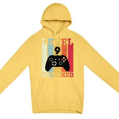 Level 9 Unlocked Funny Video Gamer 9th Birthday Gift Premium Pullover Hoodie