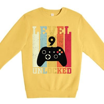 Level 9 Unlocked Funny Video Gamer 9th Birthday Gift Premium Crewneck Sweatshirt