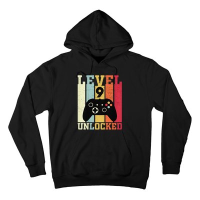 Level 9 Unlocked Funny Video Gamer 9th Birthday Gift Hoodie