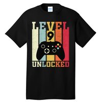 Level 9 Unlocked Funny Video Gamer 9th Birthday Gift Tall T-Shirt