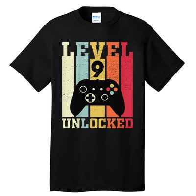 Level 9 Unlocked Funny Video Gamer 9th Birthday Gift Tall T-Shirt