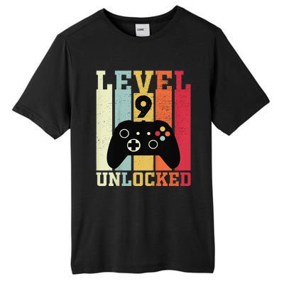 Level 9 Unlocked Funny Video Gamer 9th Birthday Gift Tall Fusion ChromaSoft Performance T-Shirt