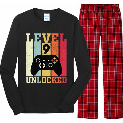 Level 9 Unlocked Funny Video Gamer 9th Birthday Gift Long Sleeve Pajama Set