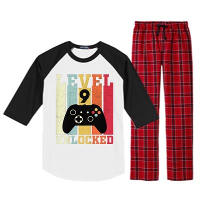 Level 9 Unlocked Funny Video Gamer 9th Birthday Gift Raglan Sleeve Pajama Set