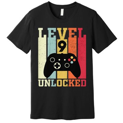 Level 9 Unlocked Funny Video Gamer 9th Birthday Gift Premium T-Shirt