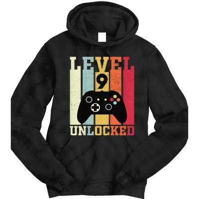 Level 9 Unlocked Funny Video Gamer 9th Birthday Gift Tie Dye Hoodie