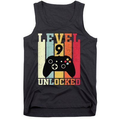 Level 9 Unlocked Funny Video Gamer 9th Birthday Gift Tank Top