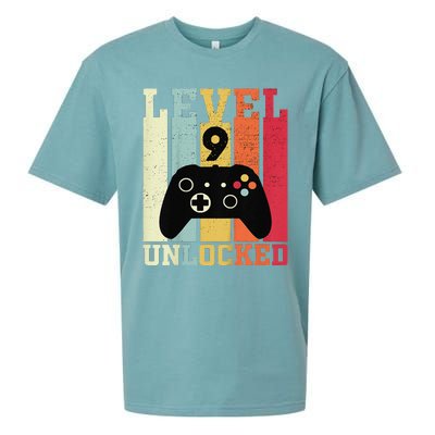 Level 9 Unlocked Funny Video Gamer 9th Birthday Gift Sueded Cloud Jersey T-Shirt