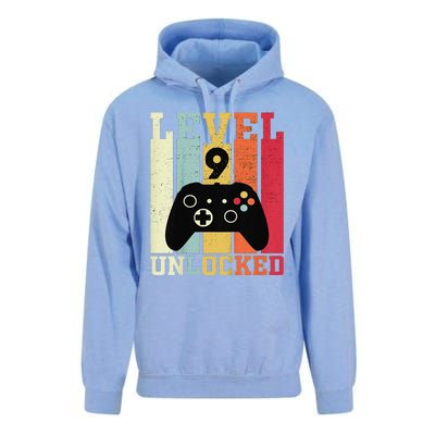 Level 9 Unlocked Funny Video Gamer 9th Birthday Gift Unisex Surf Hoodie